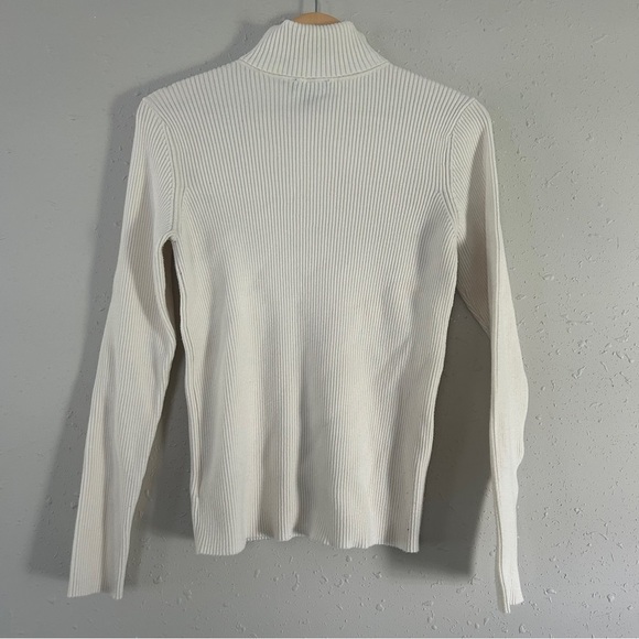Express Cream Turtle Neck Sweater with Ribbed Texture Neutral Comfy Casual XL - Picture 4 of 6